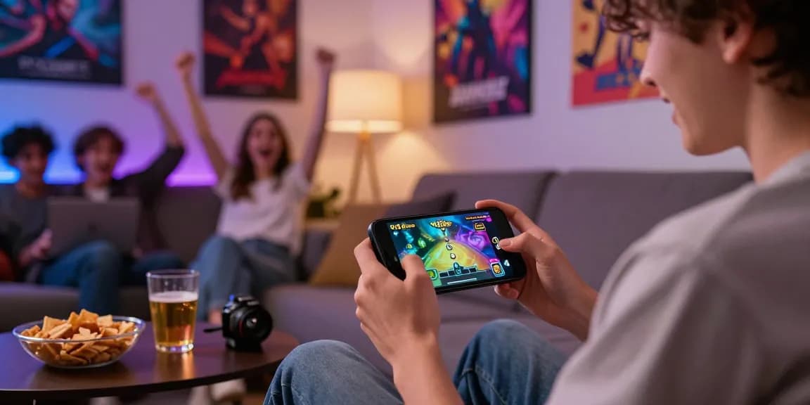 Engaged player showcasing the 918kiss download experience on smartphone during game night.