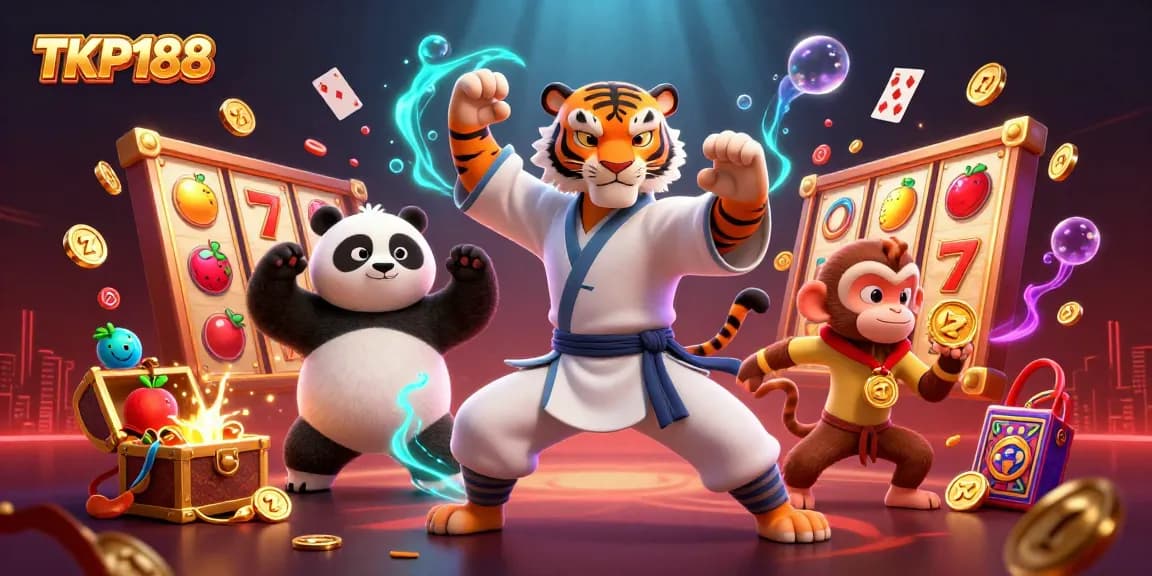 Engage with thrilling slots at TKP188, showcasing action, excitement, and vibrant game elements.