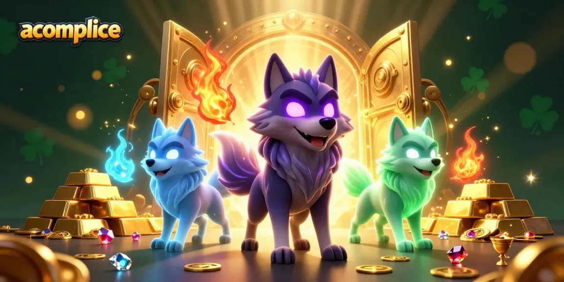 Engage with the accomplice slots experience featuring energetic wolves and gold treasures.