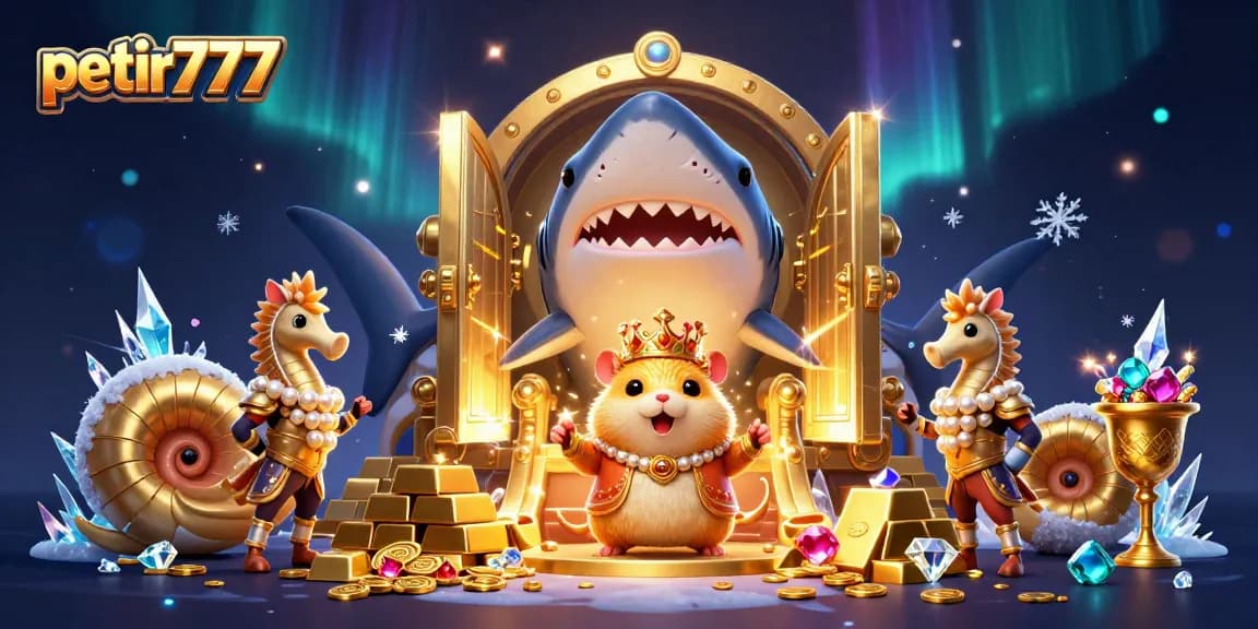 Experience petir777's thrilling adventure with festive treasures in a dazzling casino setting.