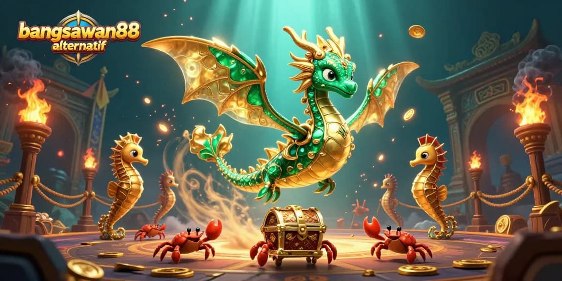 Engage with bangsawan88 alternatif in a vibrant casino underwater scene featuring a treasure chest.