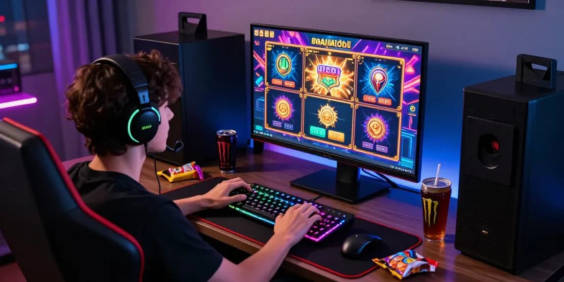 Pengguna slot menikmati permainan slot online dengan grafis cerah di ruang bermain yang nyaman.