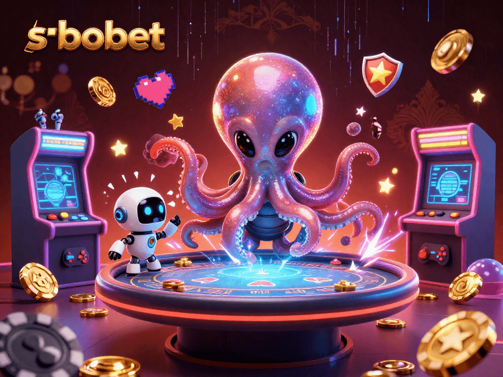 Engage in thrilling sbobet betting action with an alien octopus at a holographic poker table