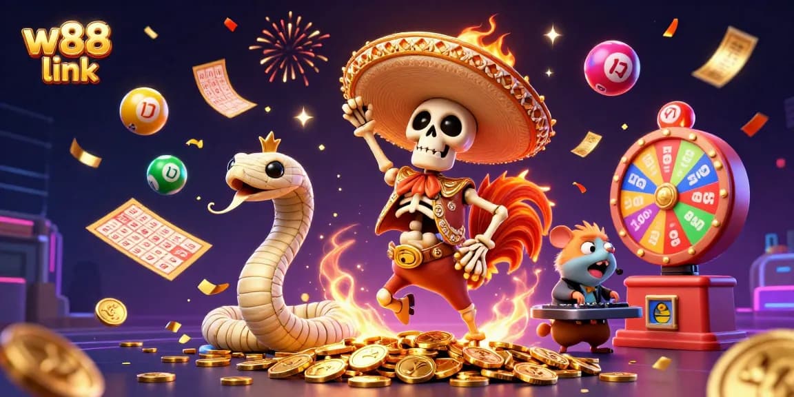 Experience thrilling wins with w88 link in a vibrant 3D casino scene.