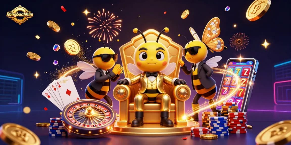 Rongbachkim showcases a lively casino scene featuring a bumblebee mob boss and winning elements.