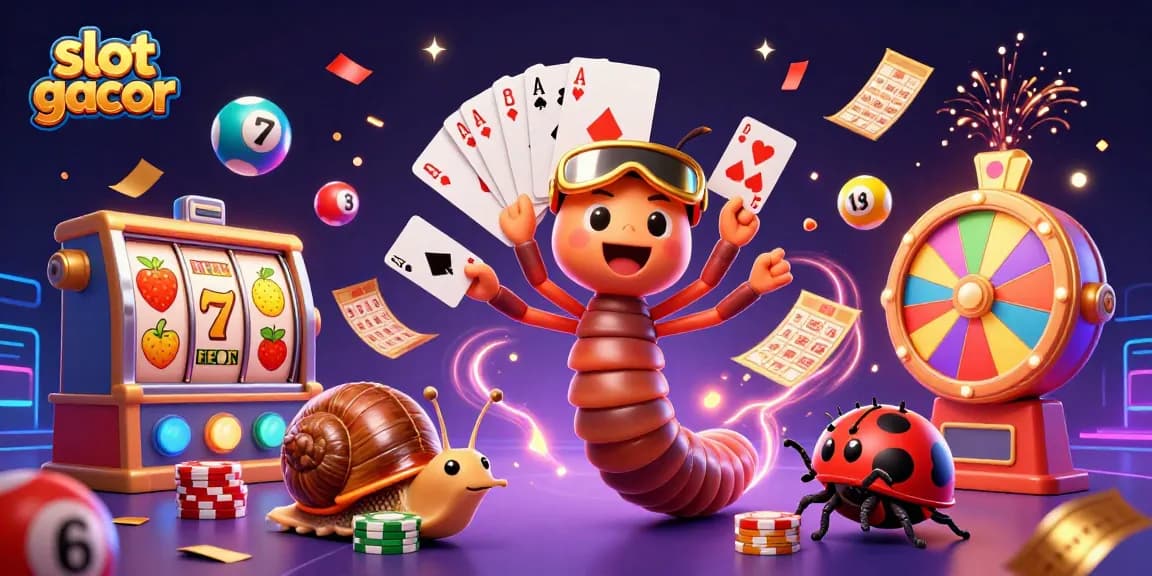Engage with slot gacor and win big with this lively casino illustration featuring vibrant characters and exciting game elements.