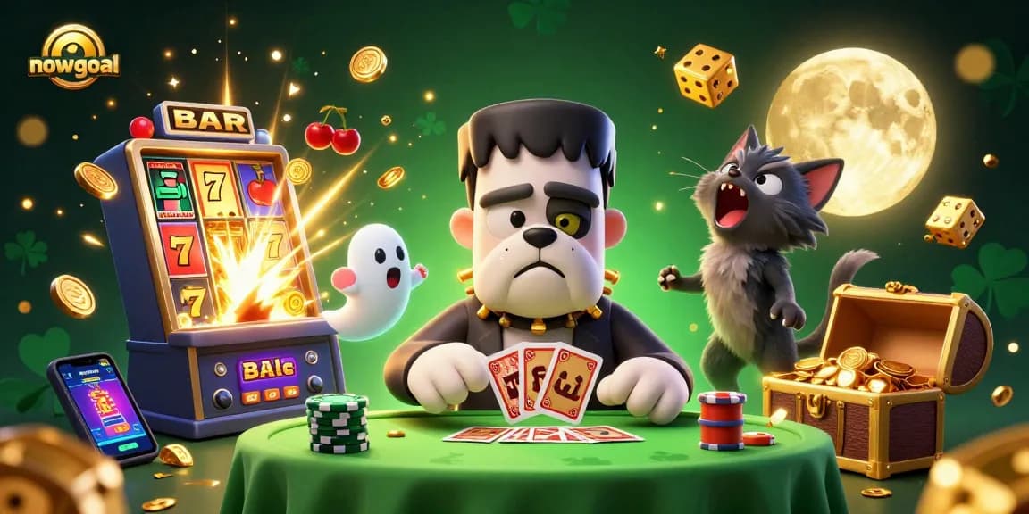 Engage with nowgoal as the bulldog monster deals cards while spells of luck fill the casino scene