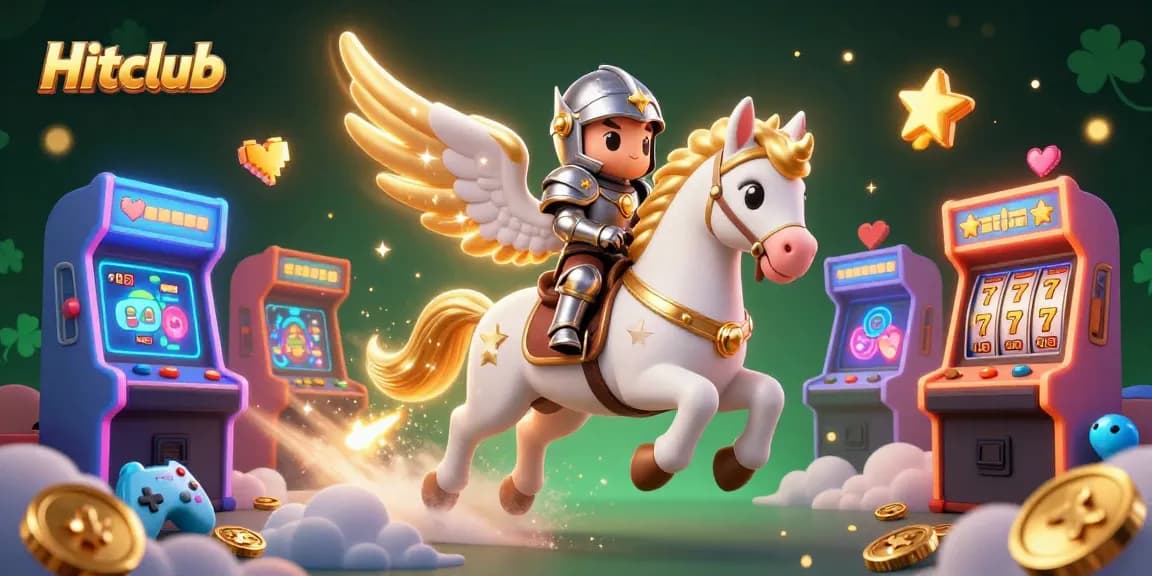 Experience thrilling wins on Hitclub with a 3D celestial horse and vibrant game elements.
