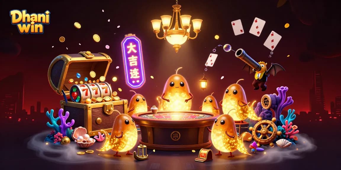 Dhani win offers vibrant gaming experiences as glowworms light up a cave casino with colorful elements.