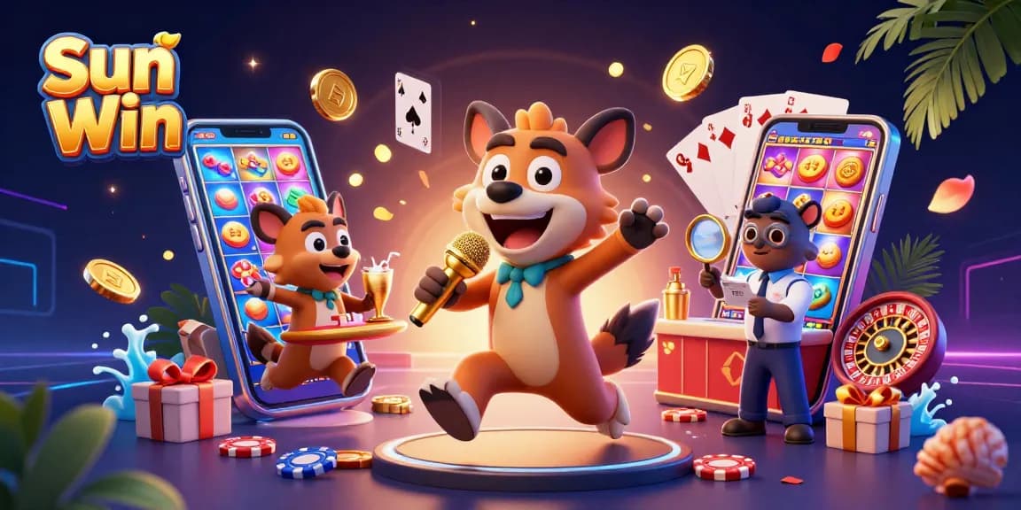 Engage with Sun Win, where hyenas run a comedy casino club amidst vibrant gambling elements.