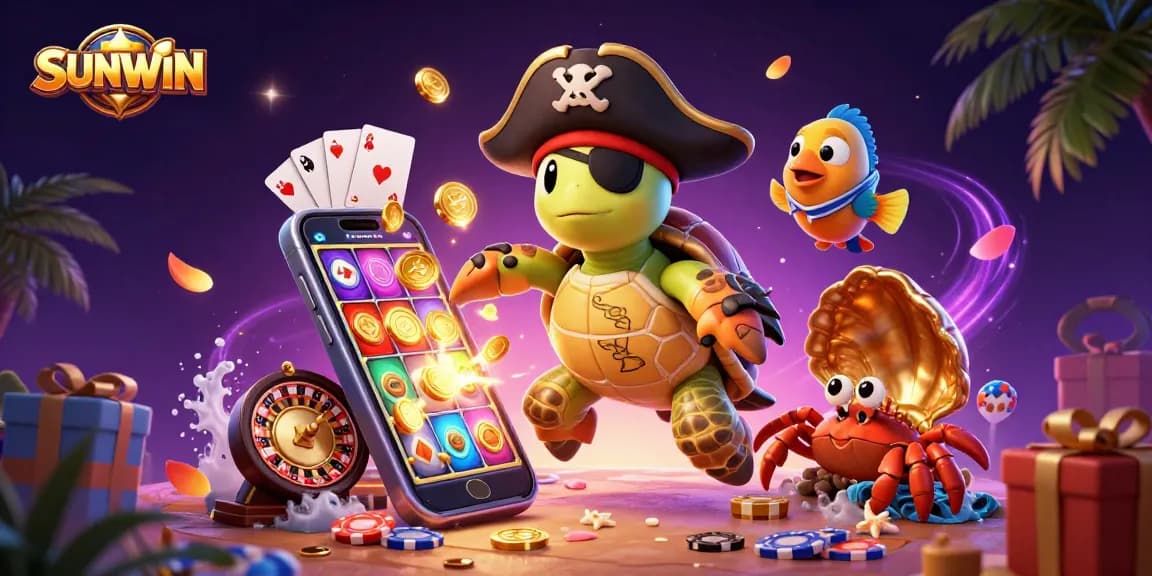 Experience colorful gameplay at SUNWIN with a pirate turtle diving into thrilling slot adventures.