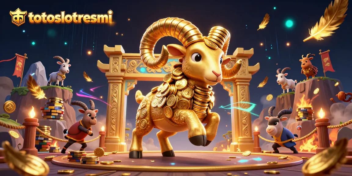 Engage in thrilling gameplay at totoslotresmi with vibrant casino elements and golden ram.