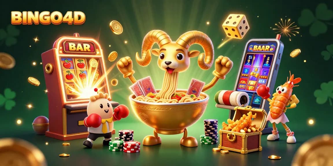 Permainan BINGO4D yang menampilkan karakter unik dengan jackpot dan efek mencolok, menarik perhatian pemain.