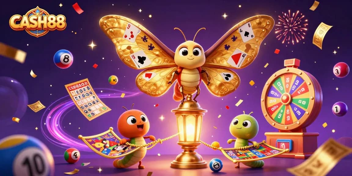 Experience the excitement at CASH88, where vibrant lottery elements and festive characters create a thrilling casino atmosphere.