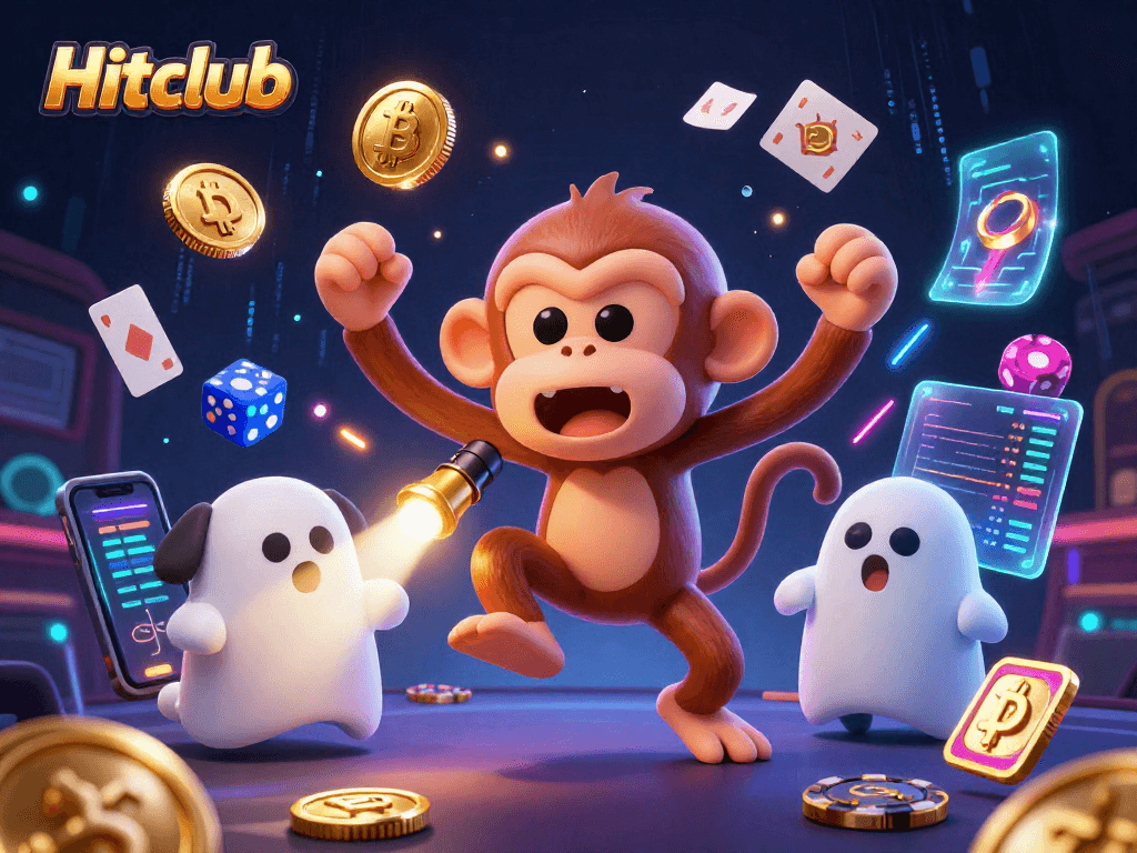 Engage with Hitclub at a haunted casino featuring a mischievous monkey and a brave puppy.