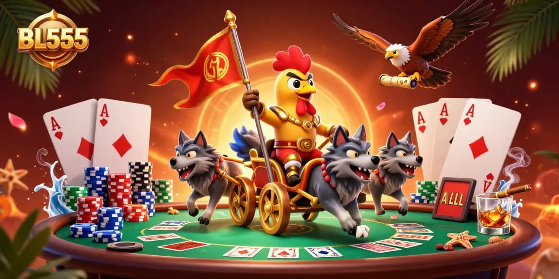 Engage in exciting gameplay at BL555 while enjoying a vibrant poker scene filled with chips and cards.