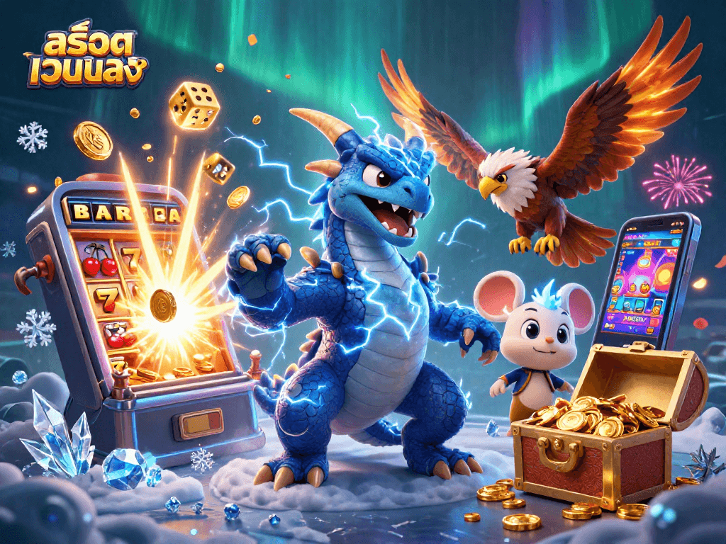 Experience thrilling gameplay with สล็อตเว็บตรง featuring vibrant dragons and dynamic slot machines!