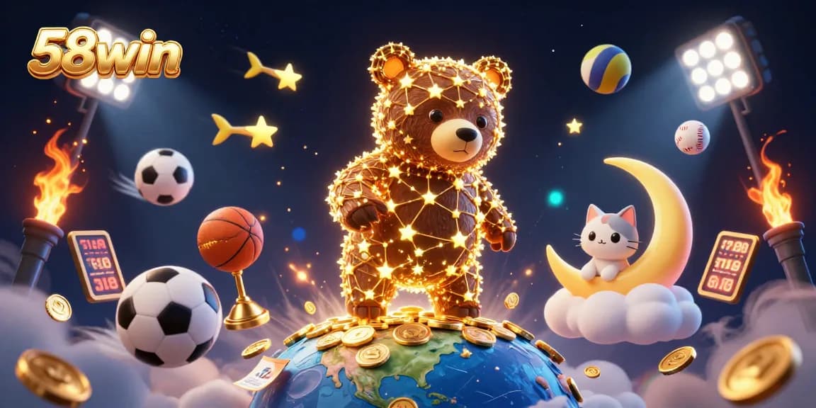 Engage with the thrilling world of 58win as golden constellations scoop up coins in a vibrant casino scene.