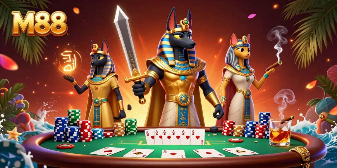 M88 menawarkan pengalaman taruhan berkualitas dengan Anubis dan Bastet dalam suasana kasino yang dinamis.
