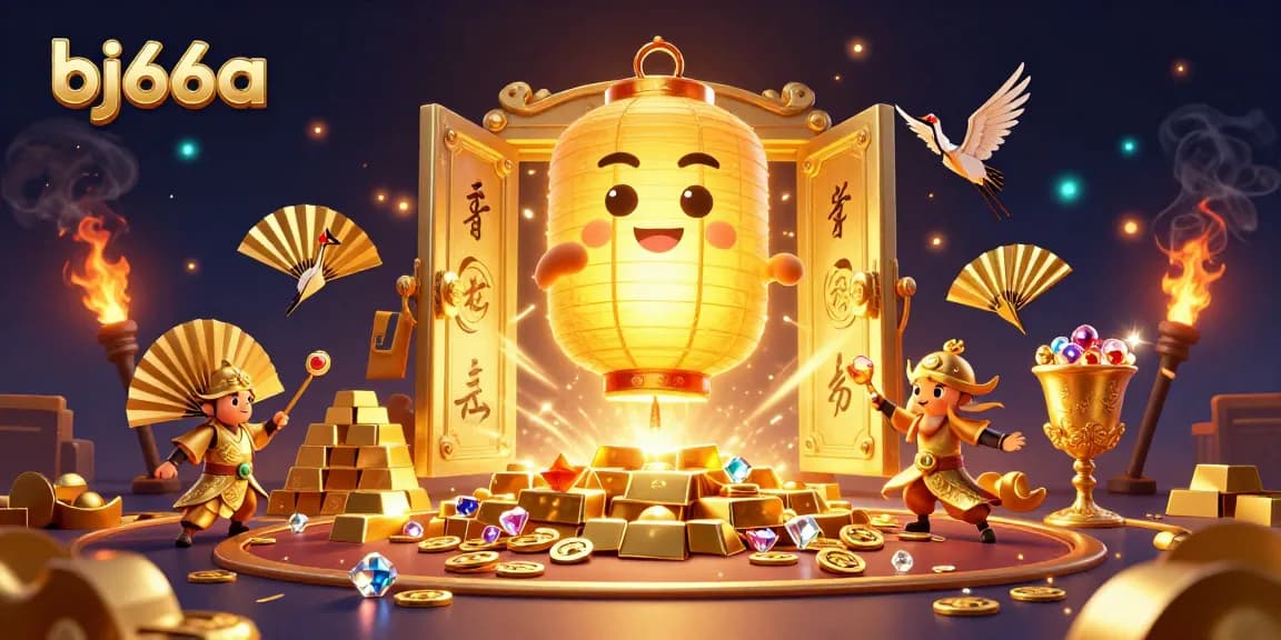 Experience the captivating bj66a live casino with lucky symbols and a glowing lantern spirit.