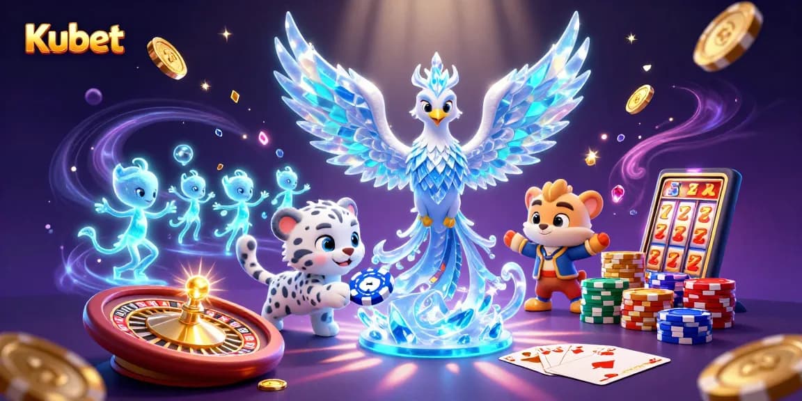 Kubet menyediakan pengalaman bermain penuh warna dengan elemen pertaruhan menarik dan karakter lucu dalam ilustrasi kasino 3D.