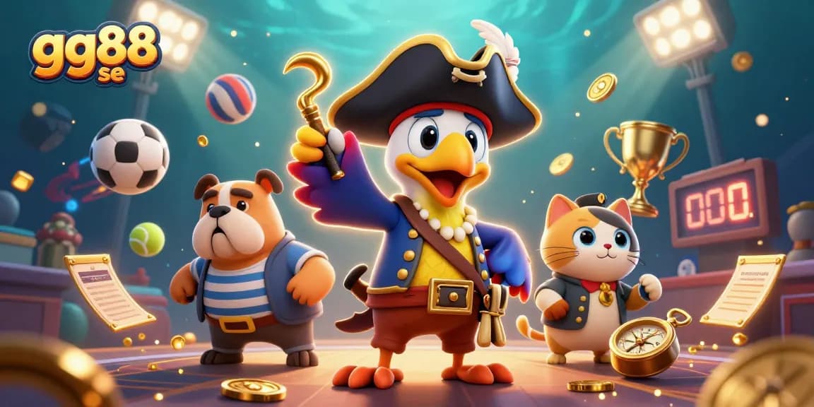 Bet on exciting games at gg88 se, where a colorful pirate captain parrot leads a lively betting scene.