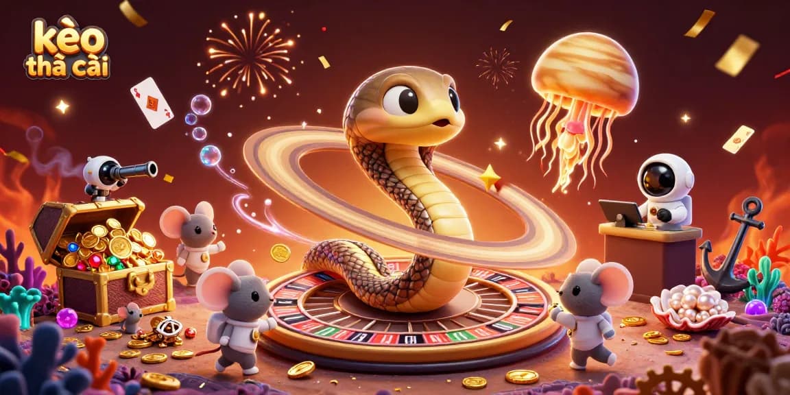 Engage with kèo nhà cái in a vibrant betting scene featuring astronaut mice and cosmic elements.