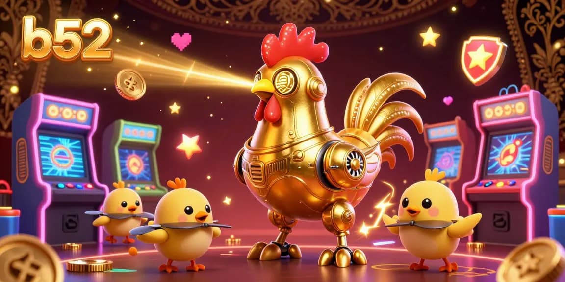 B52 enhances your gameplay with vibrant 3D illustration depicting casino excitement and engaging game elements.