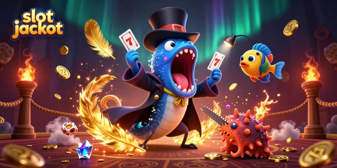 Slot jackpot yang menarik dengan gambaran karakter laut dalam dan elemen kasino yang dinamis.
