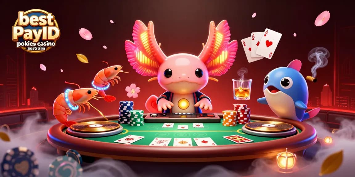 Engage with the best PayID pokies casino australia scene featuring vibrant characters and gaming elements.