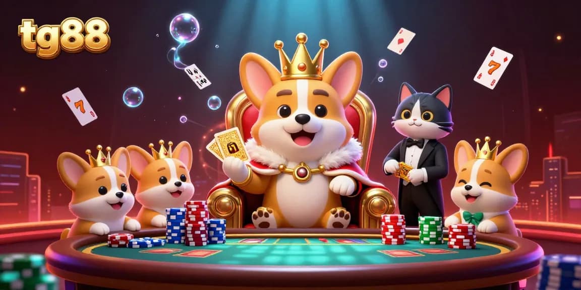 Engage in the excitement at tg88's poker scene featuring vibrant characters and dynamic casino elements.