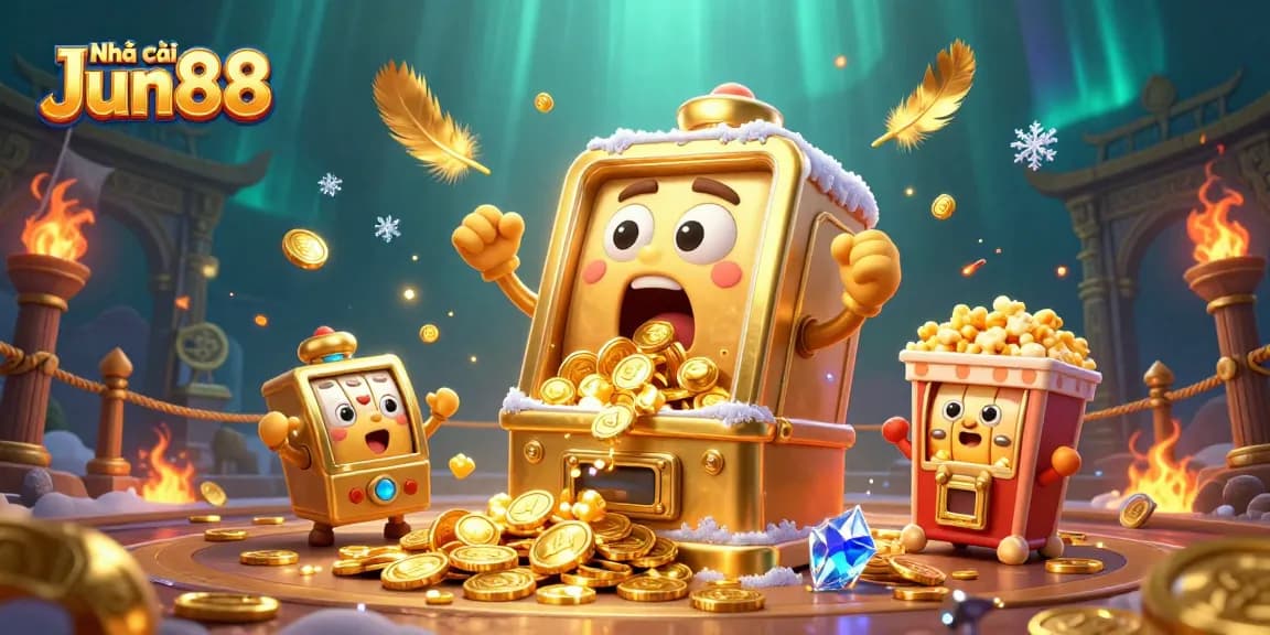 Experience the thrill of Nhà cái Jun88 with exciting slot wins and casino action in a vibrant 3D scene.