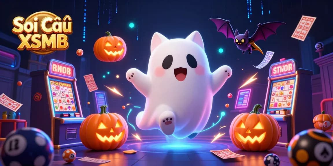 Soi Cầu XSMB brings excitement to lottery players with a dynamic 3D illustration of playful characters and lottery elements.
