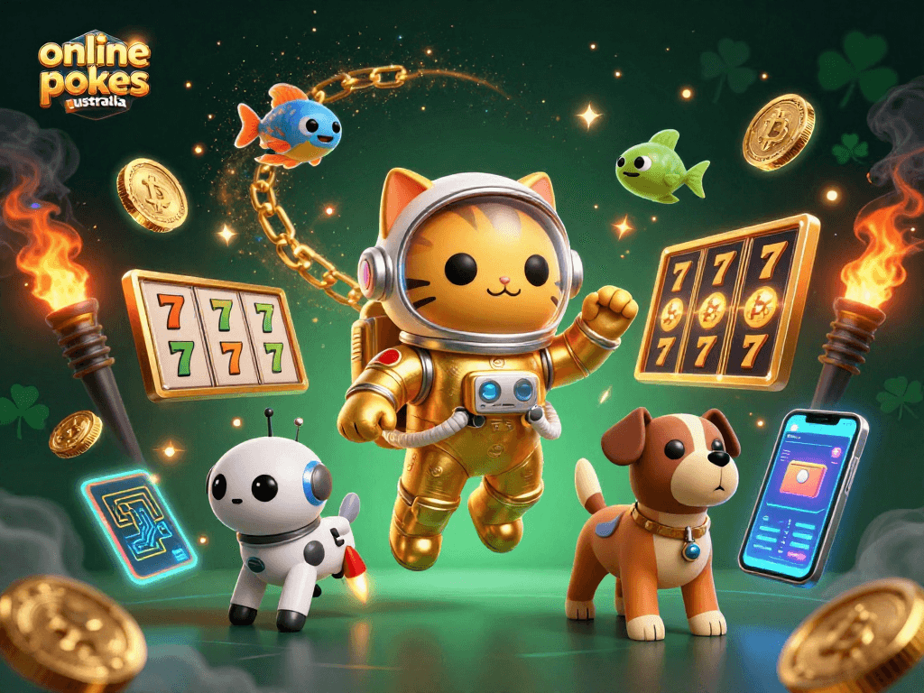 Play the best online pokies Australia features in a vibrant 3D scene filled with excitement.
