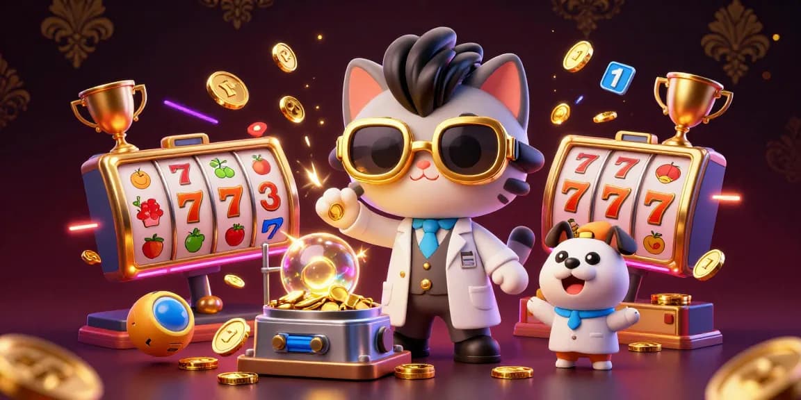 Win big with exciting slots at situs slot gacor, featuring vibrant casino elements and engaging characters.