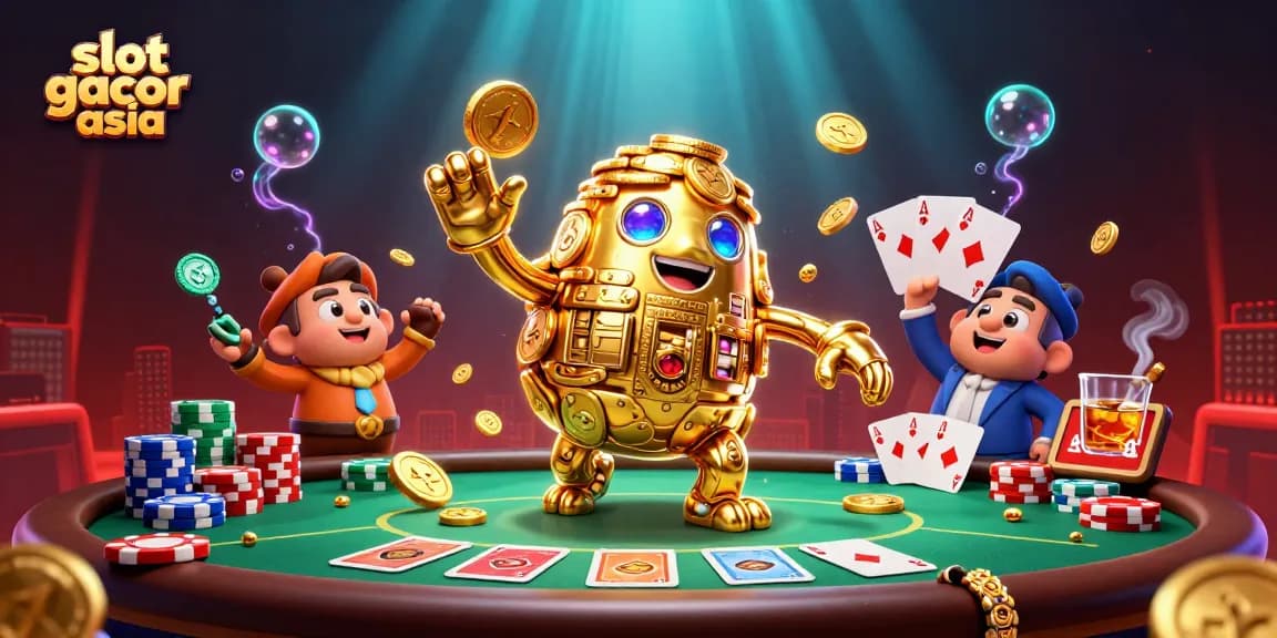 Mainkan slot gacor asia dengan karakter beruang emas dan elemen kasino yang memikat.