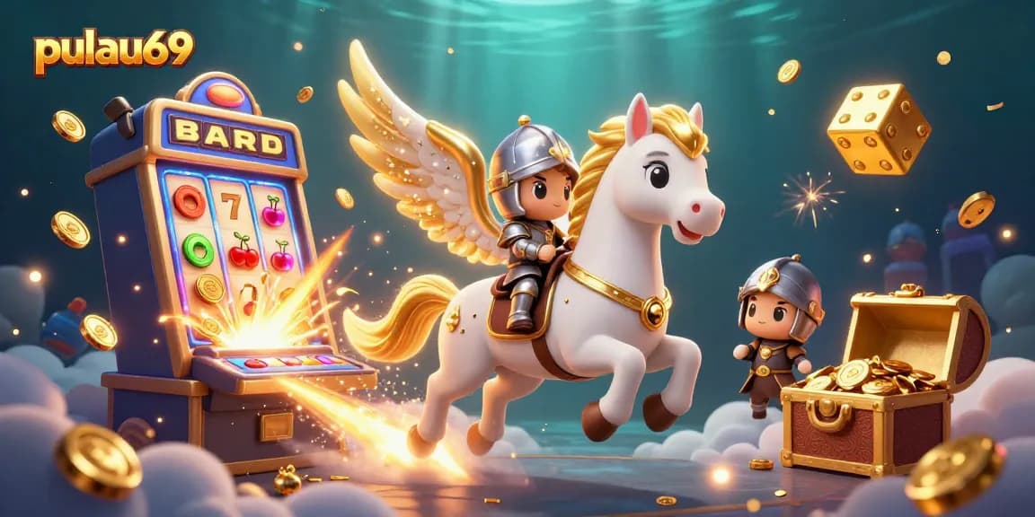 Experience the thrill of pulau69 with vibrant casino elements in a dynamic 3D scene.