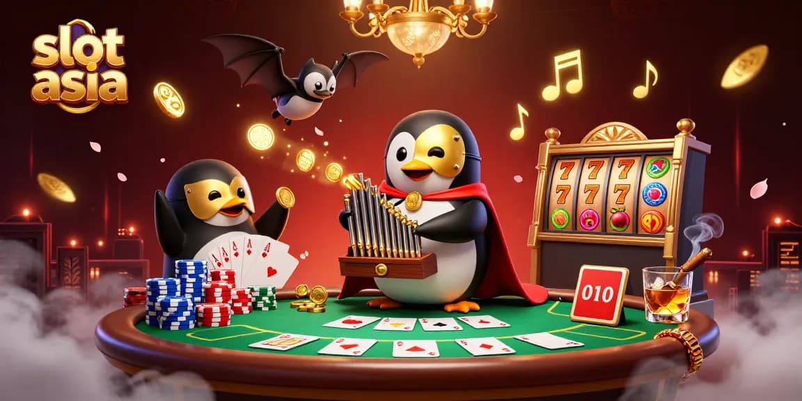 Bermain slot asia dengan grafis imersif dan elemen kasino yang kaya dalam ilustrasi 3D.