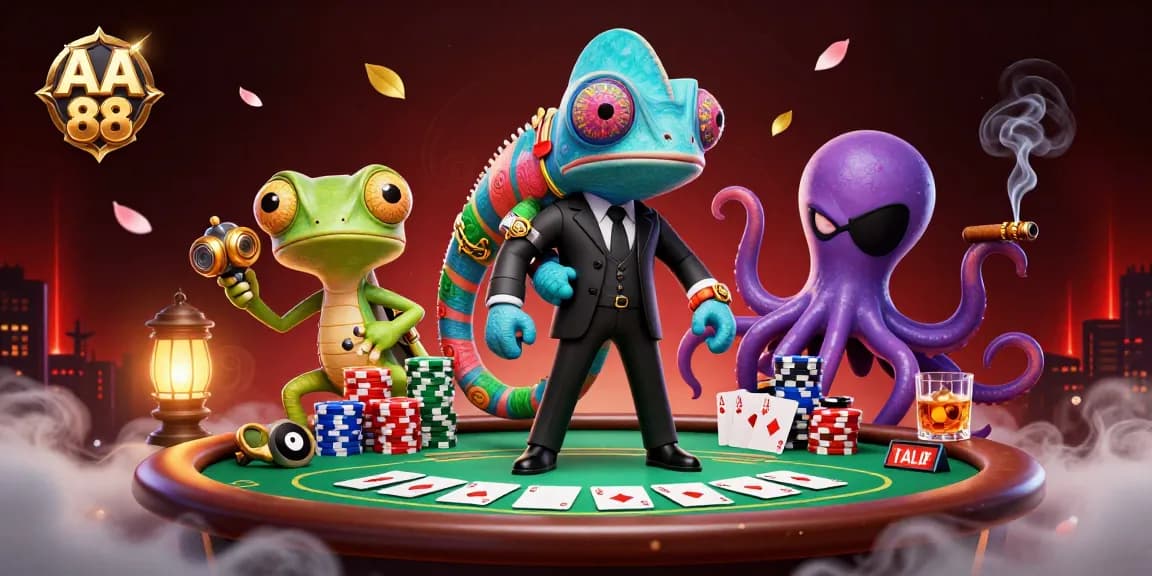 Experience gaming excitement with AA 88 through 3D illustration of vibrant poker action.
