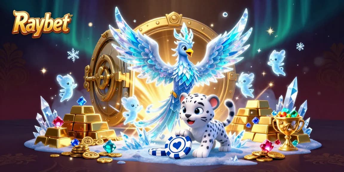 Raybet offers engaging gambling experiences with an enchanting 3D illustration of mythical creatures and treasure.