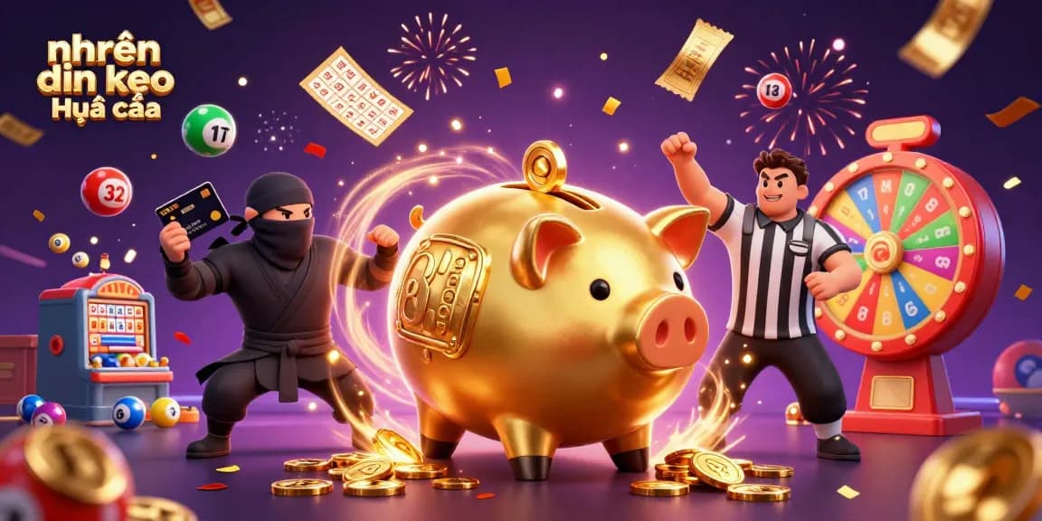 Experience nhận định kèo nhà cái with a vibrant scene showcasing a golden piggy bank sumo wrestler and dynamic betting elements.
