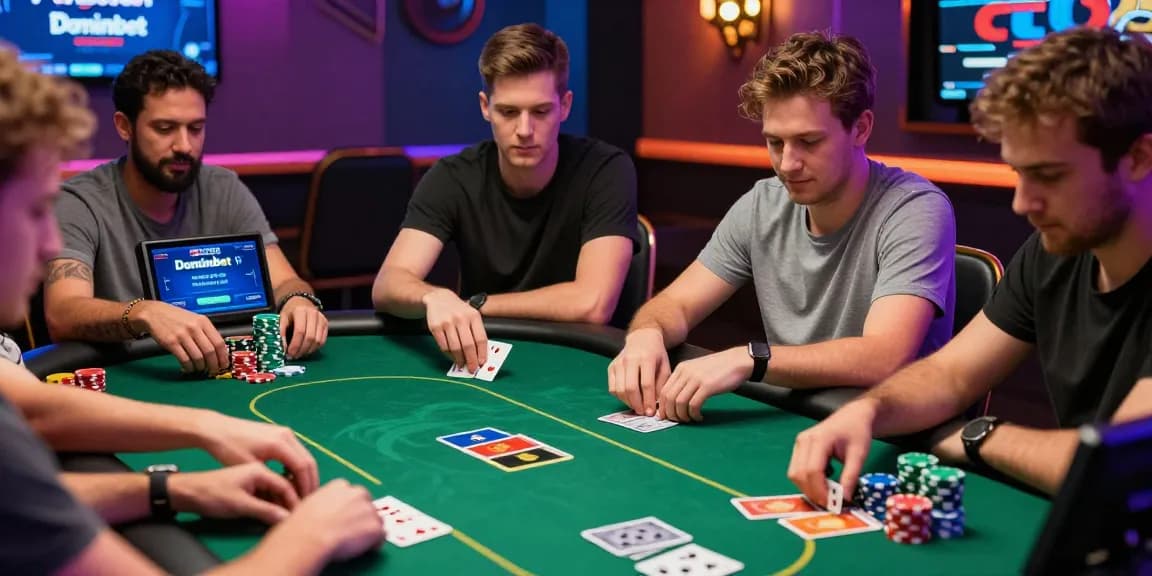 Engaging scene of players enjoying Game Poker Uang Asli Dominobet online with vibrant interface and lively atmosphere.
