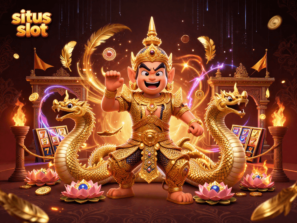 Experience the thrill of situs slot with a dynamic 3D scene featuring vibrant symbols and characters.