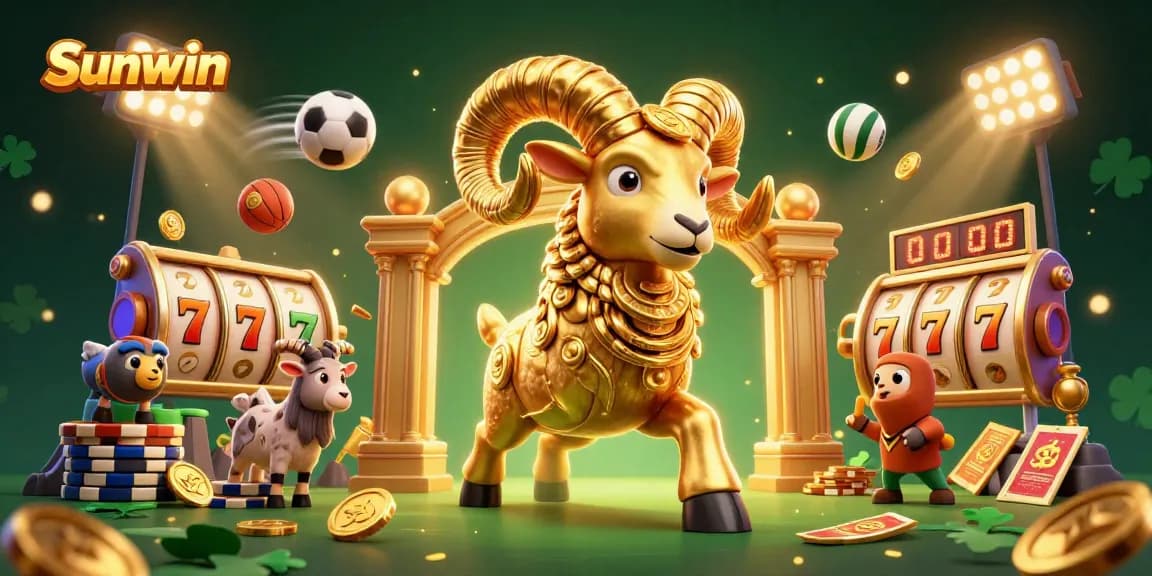 Sunwin showcases thrilling slot and sports betting excitement with a dynamic casino scene.