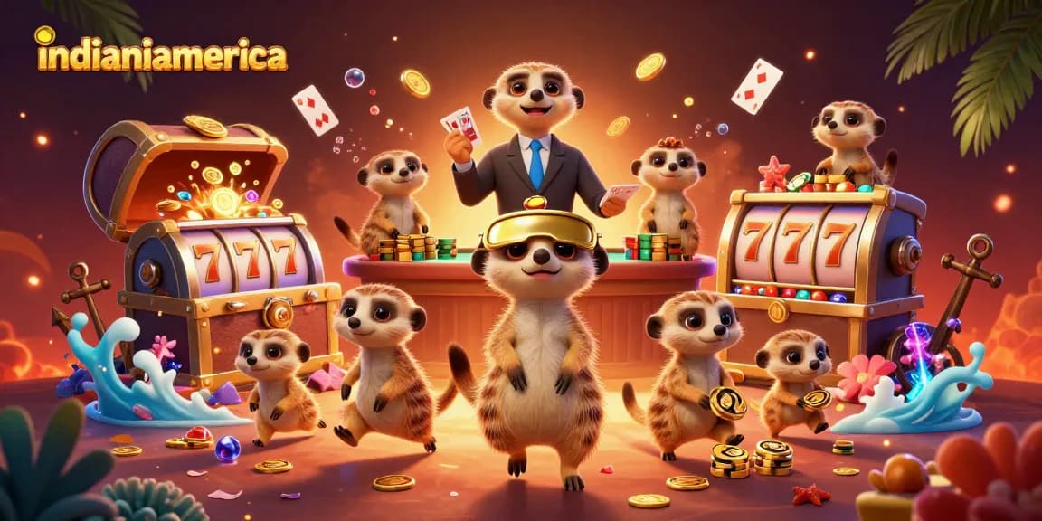 Experience the vibrant world of indianiamerica with meerkats running a lively casino.