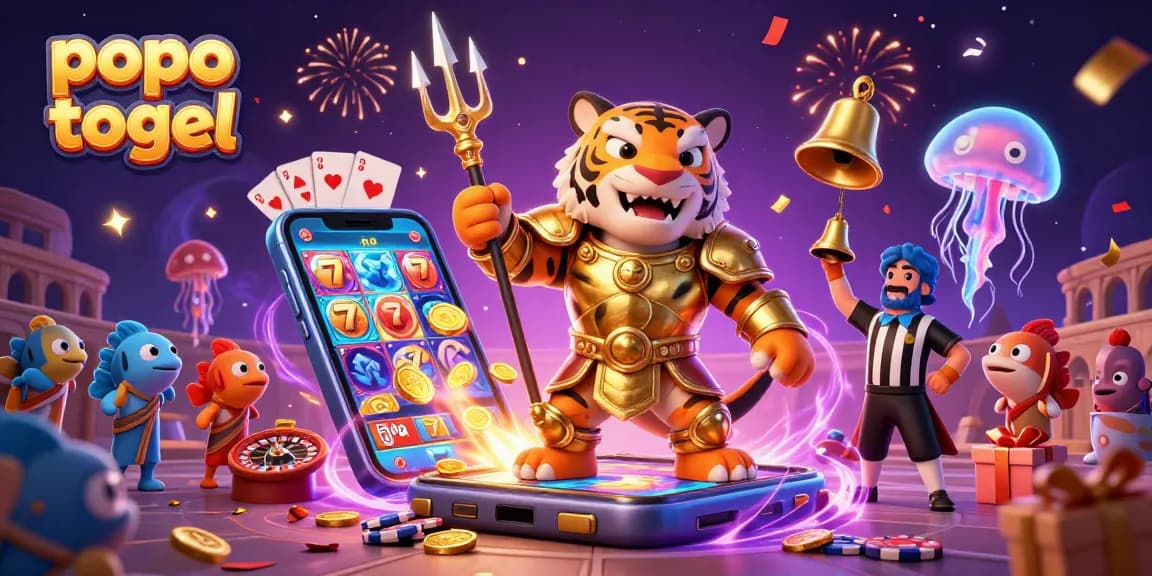 Engage in popo togel excitement with a dynamic underwater casino scene filled with vibrant game elements.