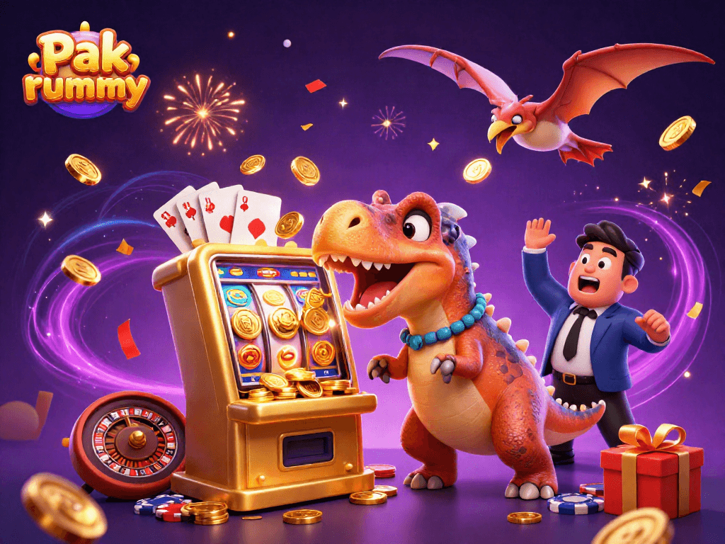 Experience excitement with Pak rummy as vibrant casino characters celebrate a jackpot win.