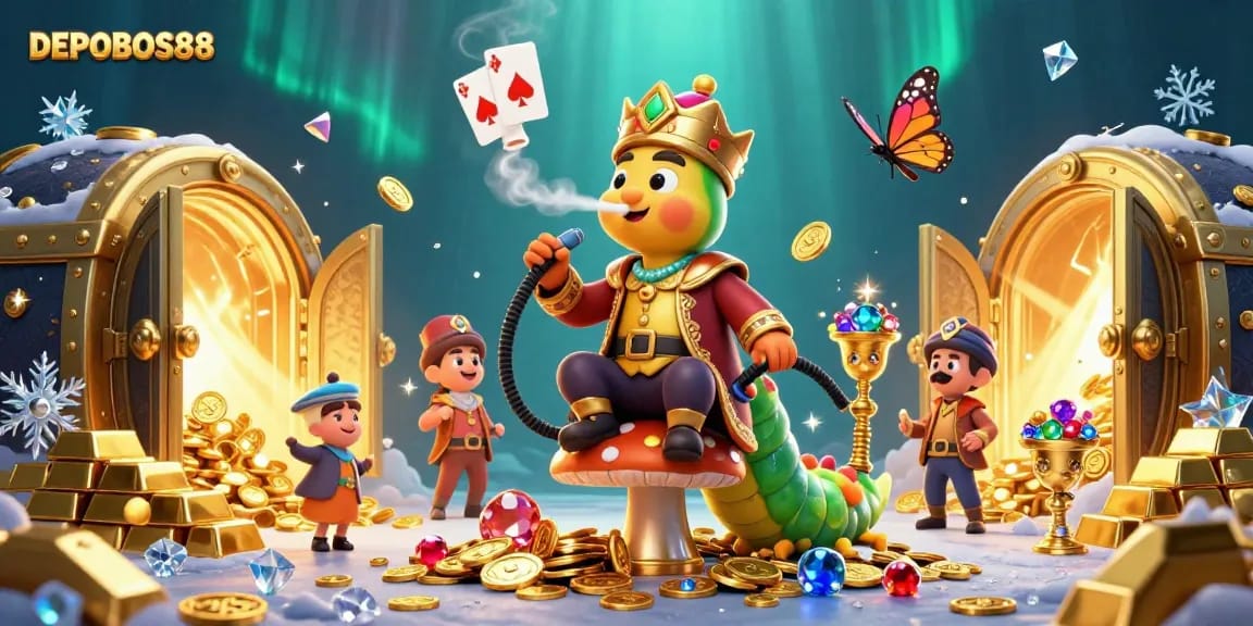 Play exciting games at DEPOBOS88 while enjoying a vibrant, detailed casino atmosphere.