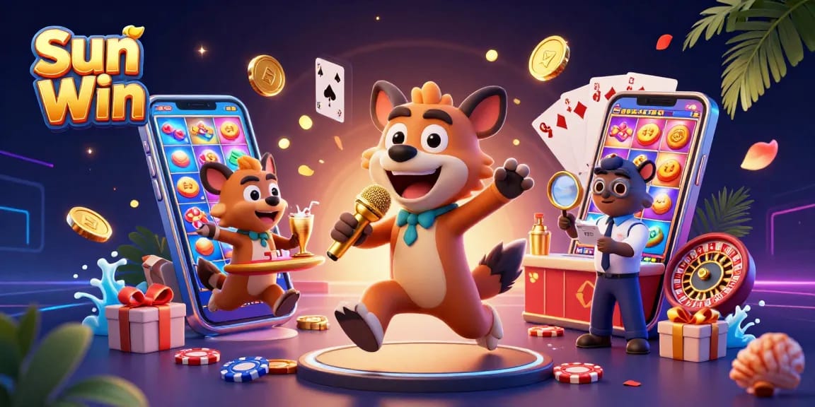 Engage with Sun Win, where hyenas run a comedy casino club amidst vibrant gambling elements.