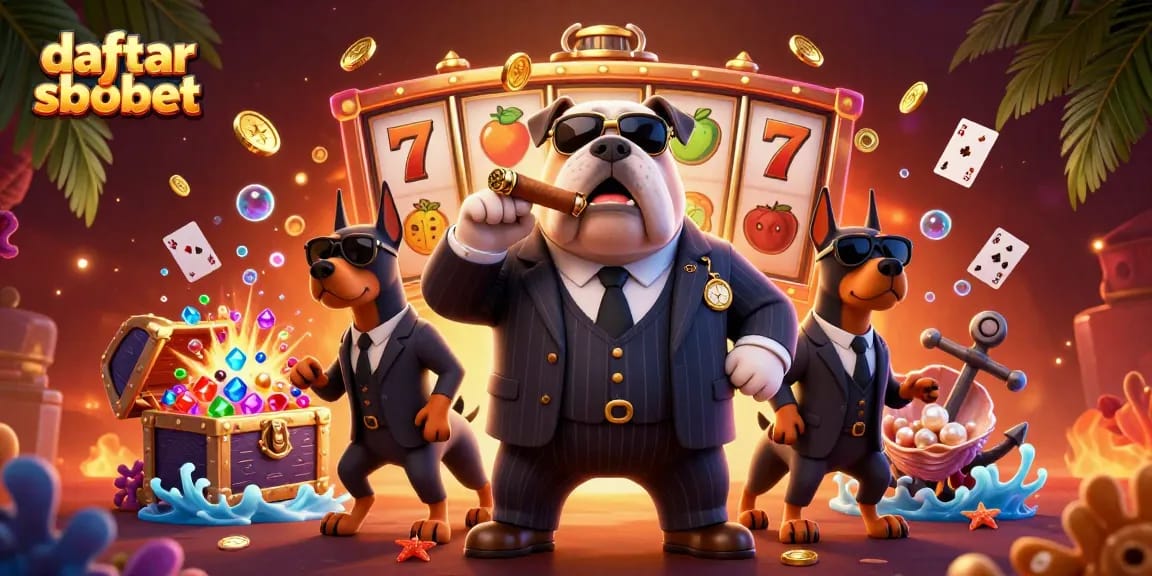 Engage with daftar sbobet for winning slot machines in a vibrant, detailed 3D casino scene.